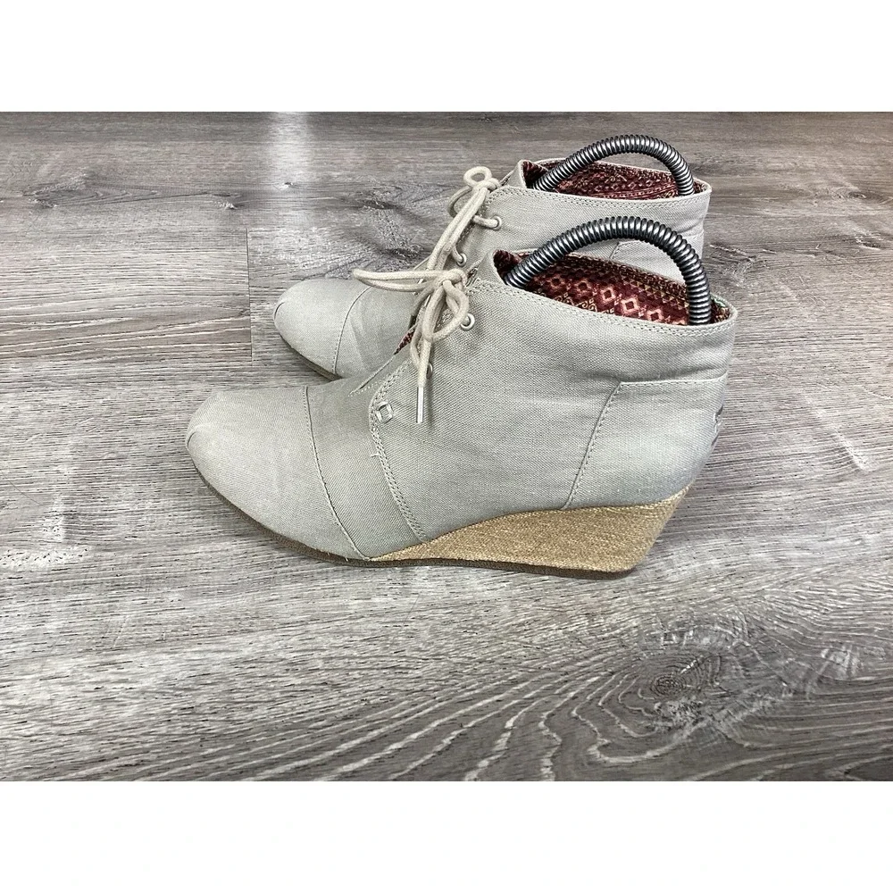 Bobs By Skechers Womens Size 9.5 34287 Khaki Fabric Wedges Lightweight Booties